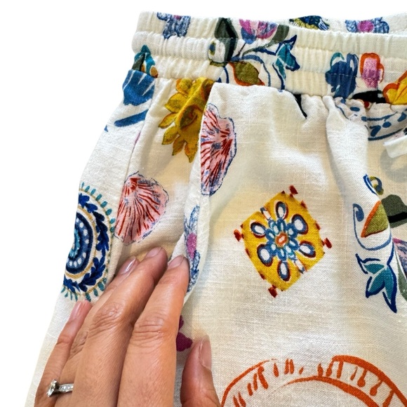 Label Of Love Anthropologie Womens M Tropical Wide Leg Linen Blend Resort Pants - Picture 9 of 16